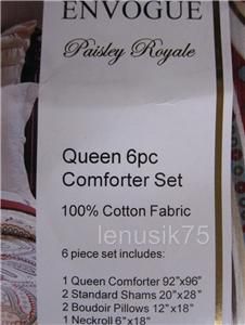 EN VOGUE 7PC  PAISLEY ROYALE  QUEEN Comforter Set decorative pillow