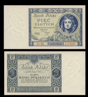 Zlotych Banknote of Poland 1930 Emilia Plater Portrait Pick 72 Crisp