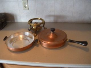 ANTIQUE ROCHESTER COPPER CHAFING PAN DISH & STAND