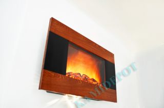 GV Modern Wood Trim Panel Electric Fireplace Heater Wall Mount Style