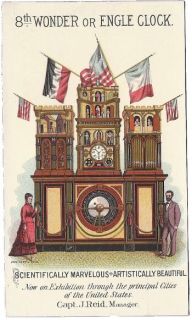 Engle Monumental Clock Hazelton PA Antique Victorian Trade Card