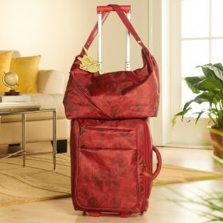 Samantha Brown Casual Lightweight 2 Piece Travel Set Luggage Red Stamp