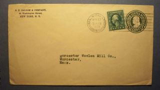  from NY addressed to Worcester Woolen Mill in Worcester Mass