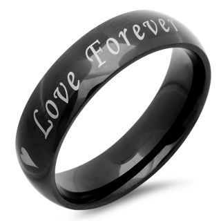  Love Forever Stainless Steel Black Promise Ring Free Engraving