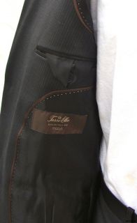 Tasso Elba Mens Black Pinstripe Wool Cashmere Two Button Suit Flat