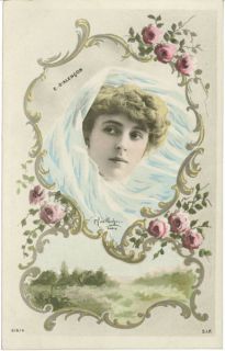  Tinted Postcard Belle Epoque Beauty Emilienne D’Alençon