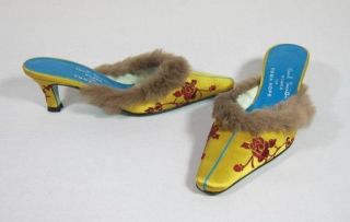 Paul Smith for Emma Hope Yellow Red Floral Real Fur Muile Slide Shoe 5