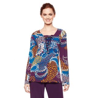 CSC® studio Paisley Meadow Long Sleeve Lace Front Tunic