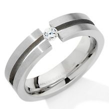 mens stainless steel tension set cz wedding 6mm band d