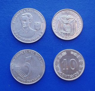 Ecuador lote 2 Monedas 5 Y 10 Centavos