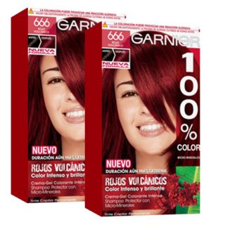 Twin Pack Garnier Hair Color 666 Castaño Rojizo Volcánico 100 Color