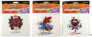 Ed Hardy Clingbling Removable Decal with Fantasy Crystals Assorted 3pc