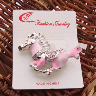 Cute Fashion Jewelry Brooch Pin Crystal Enamel Galloping Horse