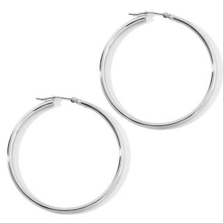 Jewelry Earrings Hoop 14K White Gold 2x30mm Polished Hoop