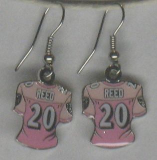  NFL Licences Pink Baltimore Ravens Ed Reed 20 Jersey Earrings
