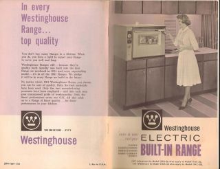 1960s Vtg Westinghouse Electric Built in Range Cookbook Owners Manual