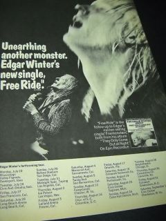 Edgar Winter 1973 Tour Dates Promo Poster Ad Mint Cond
