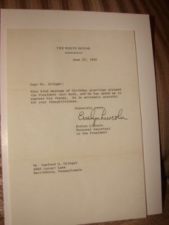 President Kennedys secretary Evelyn Lincoln signed typed letter
