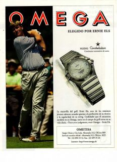 1996 Omega Ernie ELS Watch 1 Page Print Ad in Spanish