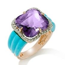 Heritage Gems White Cloud Turquoise and Gemstone Sterling Silver Ring