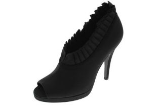 Nina New Edina Black Ruffled Platform Peep Toe Heels Booties Shoes 9 5