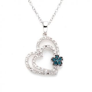 Jewelry Pendants Heart .15ct Blue and White Diamond Heart Pendant