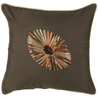 Ribbon Flower Throw Pillow, 18 x 18in   Brown/Red