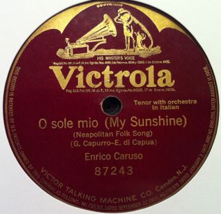 ENRICO CARUSO o sole mio my sunshine 10 VG+ VICTROLA 87243 Vinyl