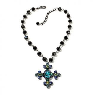  AKKAD Eternal Glory Crystal Cross Hematite Tone 18 Drop Necklace