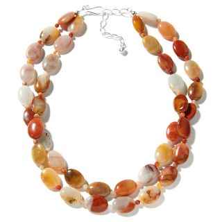  by Jay King Sunset Red Stone Sterling Silver 2 Row Beaded 18 Necklace