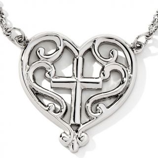  Filigree Heart Cross Stainless Steel Pendant with 17 Chain
