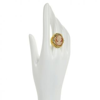Amedeo NYC Giacinto Cornelian Shell Crystal Floral Ring