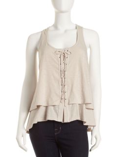 Textile Elizabeth and James Tiered Lace Up Top Dust
