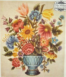 Elsa Williams Floral Blue Vase printed crewel embroidery kit NIP