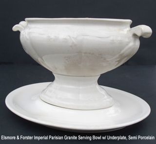 Antique English Pottery Elsmore Forster Semi Porcelain Tureen Stoke on