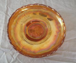ANTIQUE FENTON MARIGOLD CARNIVAL GLASS WATER LILY AND CATTAIL PLATE