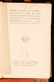  Lanehams Letter Entertainment Queen Elizabeth Kenilworth FIRST Ed