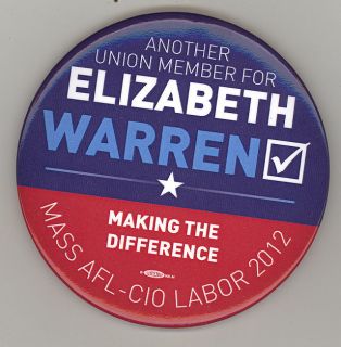 OFFICIAL 2012 Elizabeth Warren MASSACHUSETTS US SENATE Button HQ