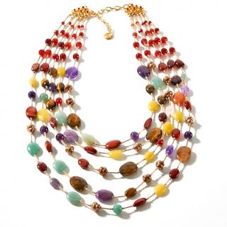 Colleen Lopez Multicolor Stone Layered 22 Necklace