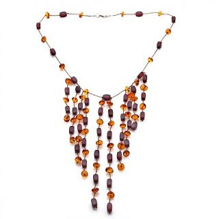  Hand Knotted Multicolor Cascading Amber Bead 22 Necklace