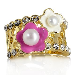  pearl and cz enamel flower ring note customer pick rating 28 $ 9