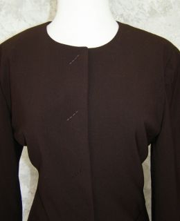 Emanuel UNGARO Dark Brown Dress Jacket Suit 12 Sheath Fitted Business
