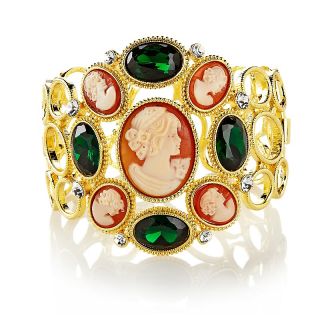Amedeo NYC Multi Cameo and Crystal Goldtone Bracelet