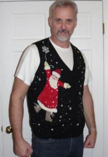 Flying Santa Bling Ugly Christmas Sweater Vest Plus 2X 2XL Susan