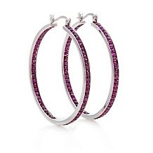 stately steel colored crystal inside outside hoops $ 26 95