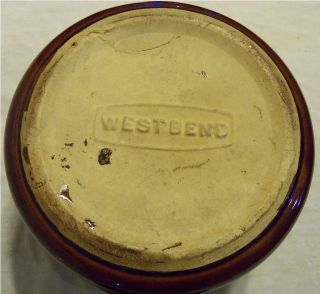 Vintage WESTBEND Bean Pot Crock with Metal Lid   Matching Handles