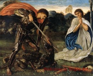 St George and The Dragon Edward Burne Jones Repro Oil