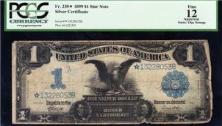 RARE 1899 $1 Star Note Black Eagle Silver Cert PCGS 12 A 