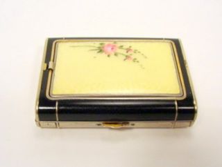  Evans Ladies Guilloche Compact Make Up Cigarette Case 1940s Pink Rose