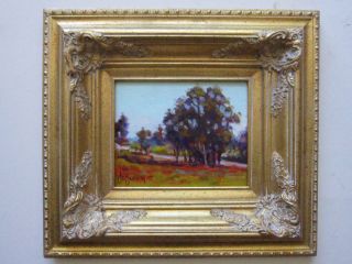 James Slay Listed California Impressionism Painting Eucalyptus Road